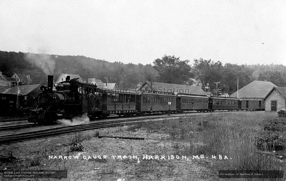 Postcard: Narrow Gauge Train, Harrison, Maine